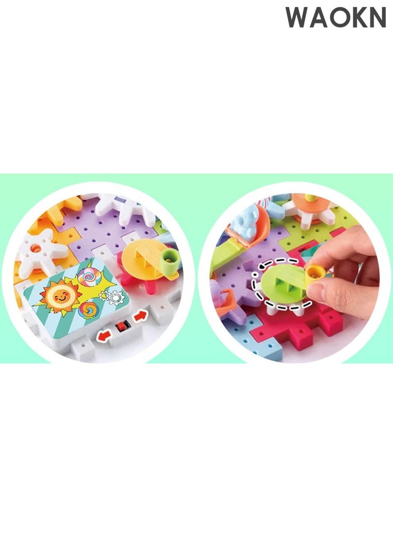 دبليو أيه أو كي أن مجموعة ألعاب مكعبات البناء الكهربائية، ٢٤٩ قطعة، ألعاب تعليمية، ألعاب مكعبات بناء، موارد تعليمية، مجموعة تروس، تروس دوارة آلية، مكعبات تعليمية يدوية الصنع، هدية عيد ميلاد للأطفال. - Image 3