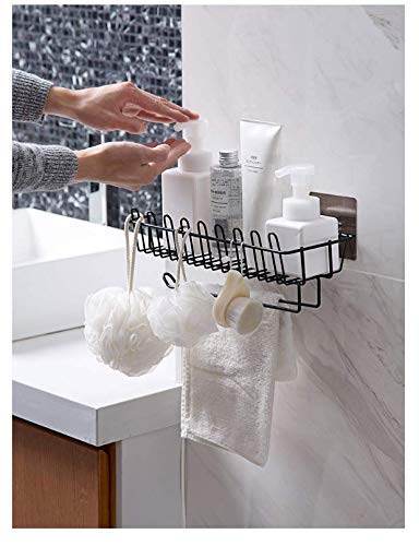 Koyet Stainless Steel Wall Mounted Hanging Storage Holder with Towel and Tissue Rack Kitchen Wall Spice Rack Shower Caddy for Bathroom and Kitchen Stand Black - Image 2