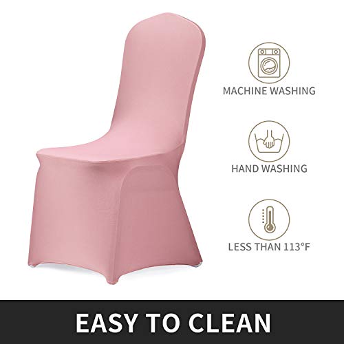 Peomeise Stretch Spandex Chair Cover for Wedding Party Dining Banquet Event (Dusty Rose, 6) - Image 3