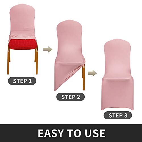 Peomeise Stretch Spandex Chair Cover for Wedding Party Dining Banquet Event (Dusty Rose, 6) - Image 4