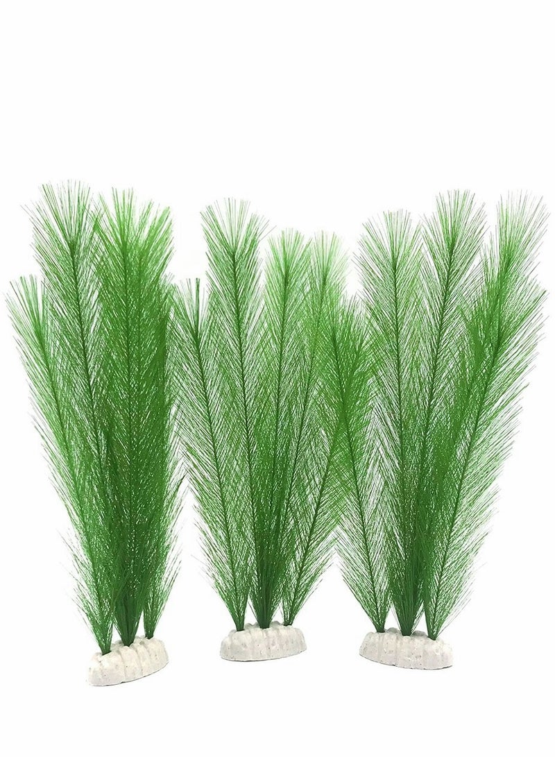 SOLARAE 3 Pcs Artificial Seaweed Water Plants for Aquarium, Plastic Green Plants Aquarium Decorations for Fish Tank, Home Décor - Image 1