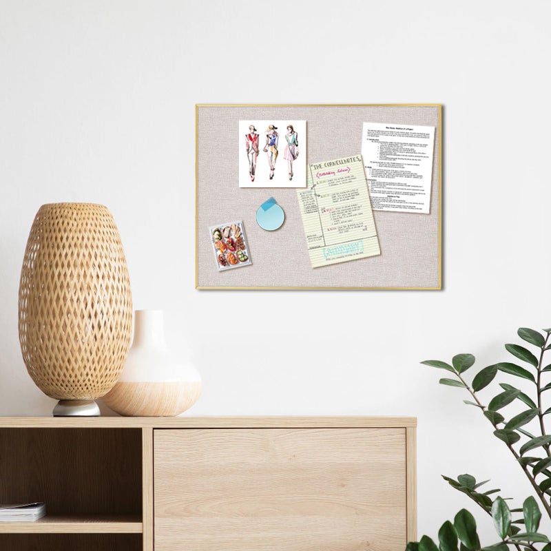 Aitakatta Bulletin Board with Golden Aluminum Frame, Oatmeal White Fabric Cork Board for Walls, 17 x 13 inches Pin Board with Push Pins for Office Home(G-AL,Fabric,4333) - Image 5