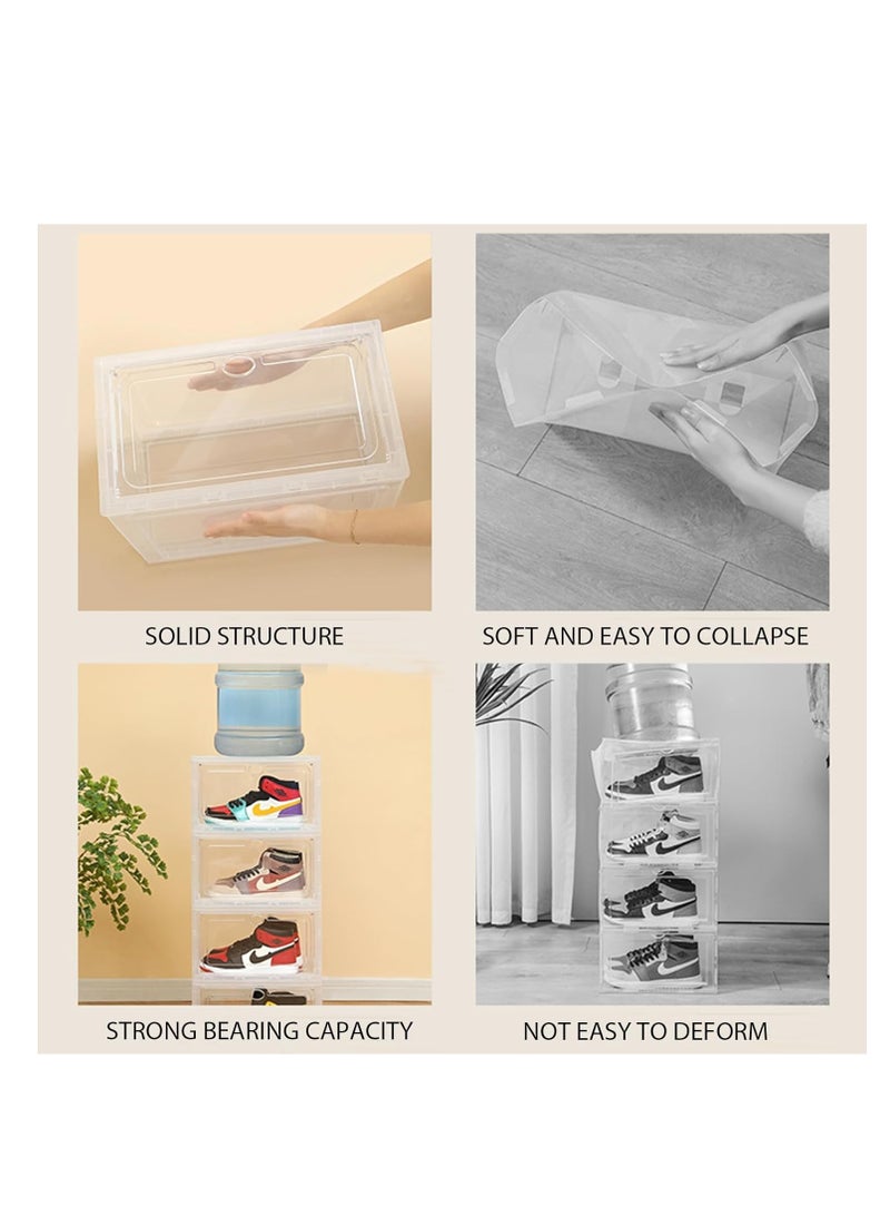 Generic Large Clear Shoe Storage Boxes with Acrylic Door, Side Open Stackable Boxes for Closet, Foldable Space-Saving Shoe Rack Boot Container Plastic Shoe Box 4 Pack - Image 5