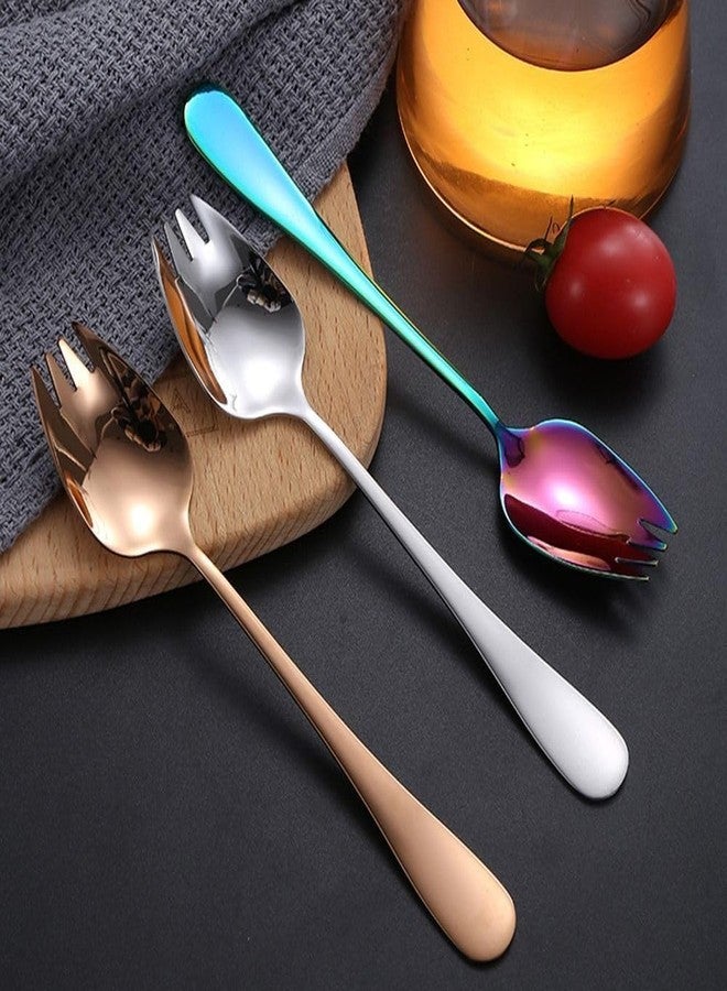 DPWOUM Vintage Stainless Steel 2-in-1 Sporks Salad Forks, 6.5-inch Dessert Spoons, Long Handle Fruit Appetizer Forks (Gold) - Image 3