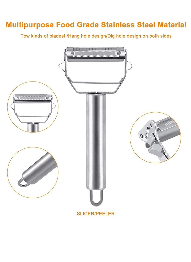SYOSI Peeler Stainless Steel Cutter Slicer for Carrot Potato Melon Gadget Vegetable Fruit Steel Peeler Double Sided Blade Multi-functional Vegetable Cutter and Fruit Slicer Dual Blade for Kitchen  - Image 4