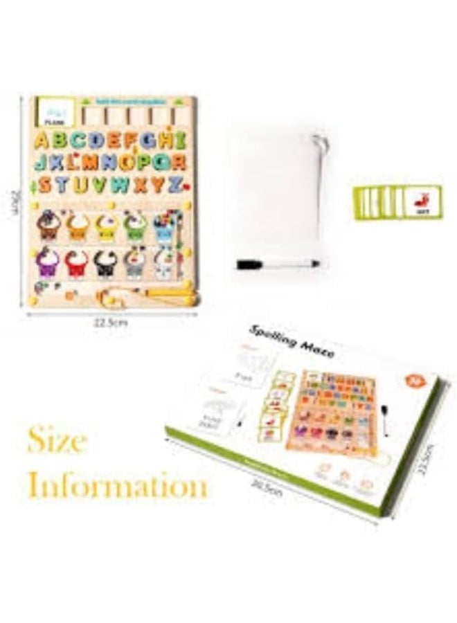 Wooden Board For Kids With Letters And Color Sorter With Magnetic Pen, Multi Color - Image 1