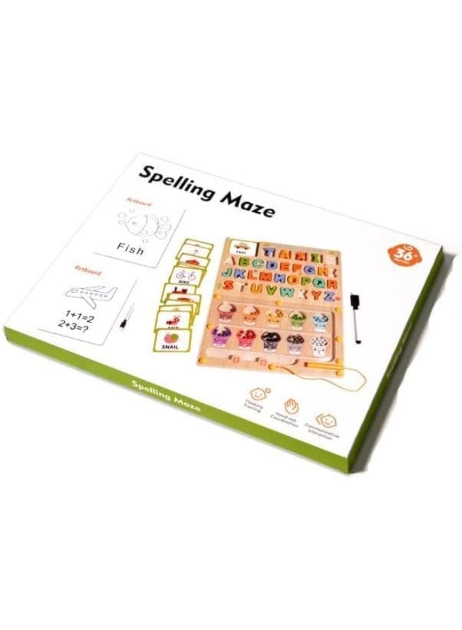 Wooden Board For Kids With Letters And Color Sorter With Magnetic Pen, Multi Color - Image 2