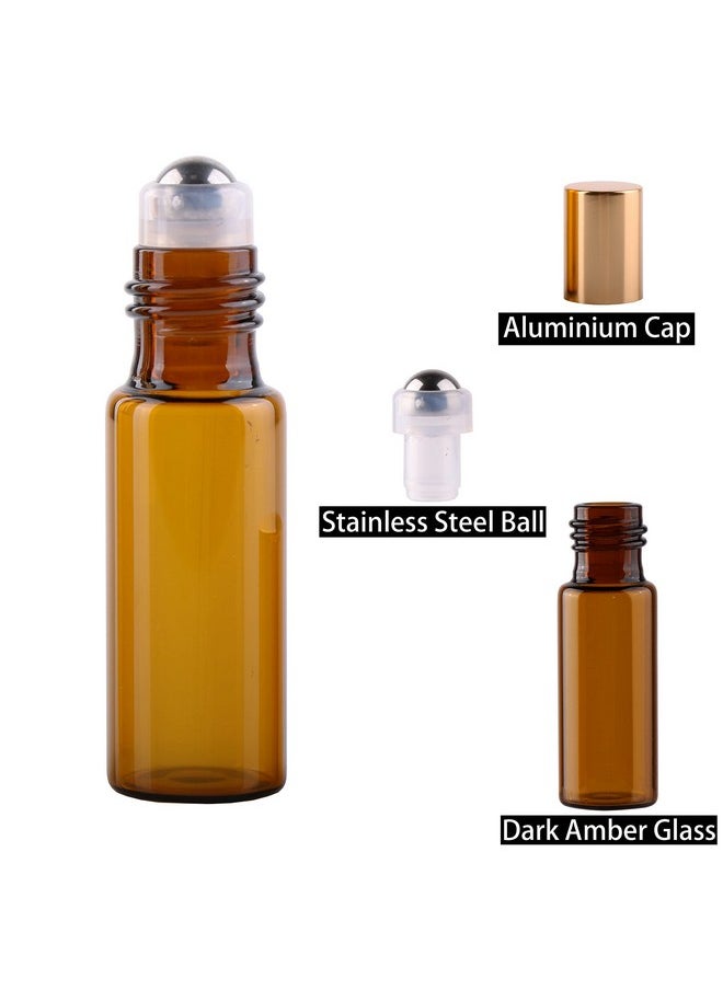 Pack Of 100,5Ml Amber Glass Roller Bottles For Essential Oils Refillable Roll On Bottle With Stainless Steel Roller Balls Golden Cap For Home Travel Aromatherapy - pzsku/ZCB1BEA8C3C53893676E6Z/45/_/1730727688/df2435a7-2965-4b9f-9920-d93c16c5a6fb