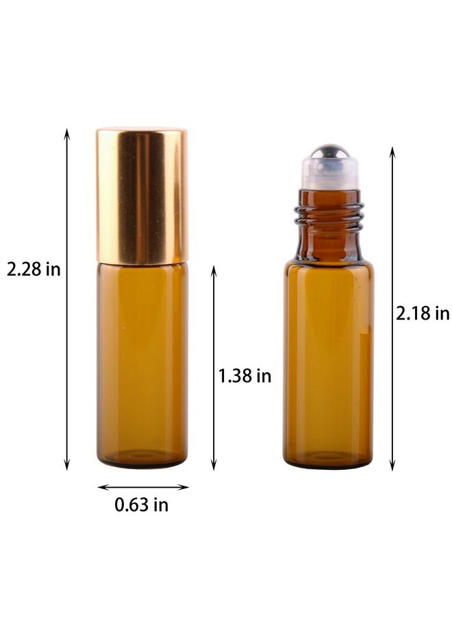 Pack Of 100,5Ml Amber Glass Roller Bottles For Essential Oils Refillable Roll On Bottle With Stainless Steel Roller Balls Golden Cap For Home Travel Aromatherapy - pzsku/ZCB1BEA8C3C53893676E6Z/45/_/1730727690/946309b4-c3fa-47bb-99cd-8bf7da4022da