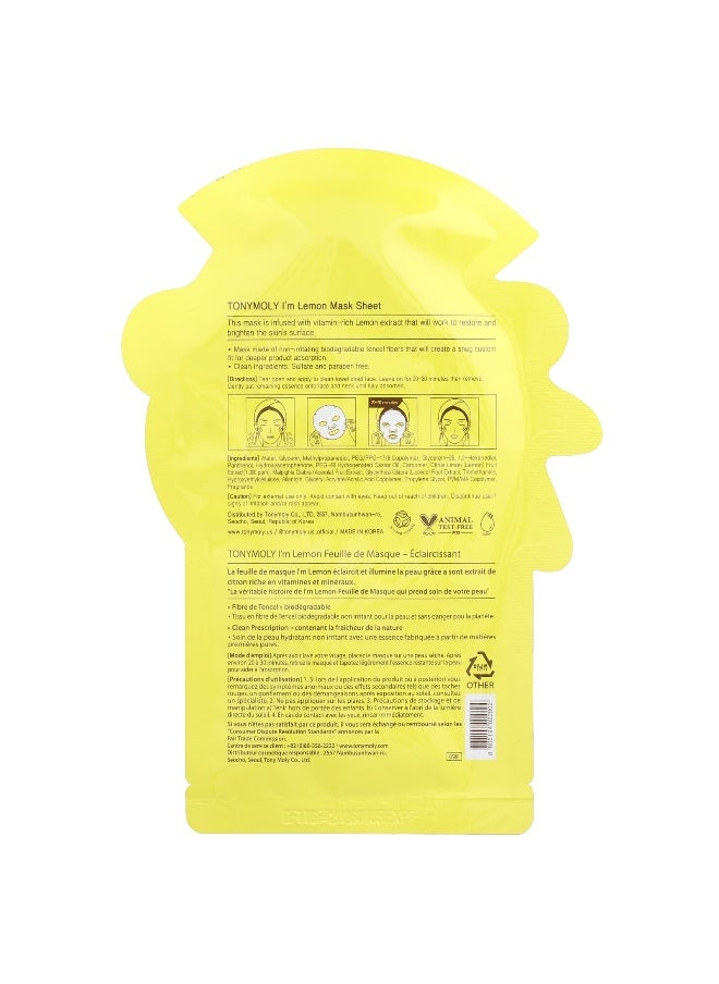 Tony Moly TonyMoly, I'm Lemon, Brightening Beauty Mask Sheet, 1 Sheet, 0.74 oz (21 g)  - Image 2