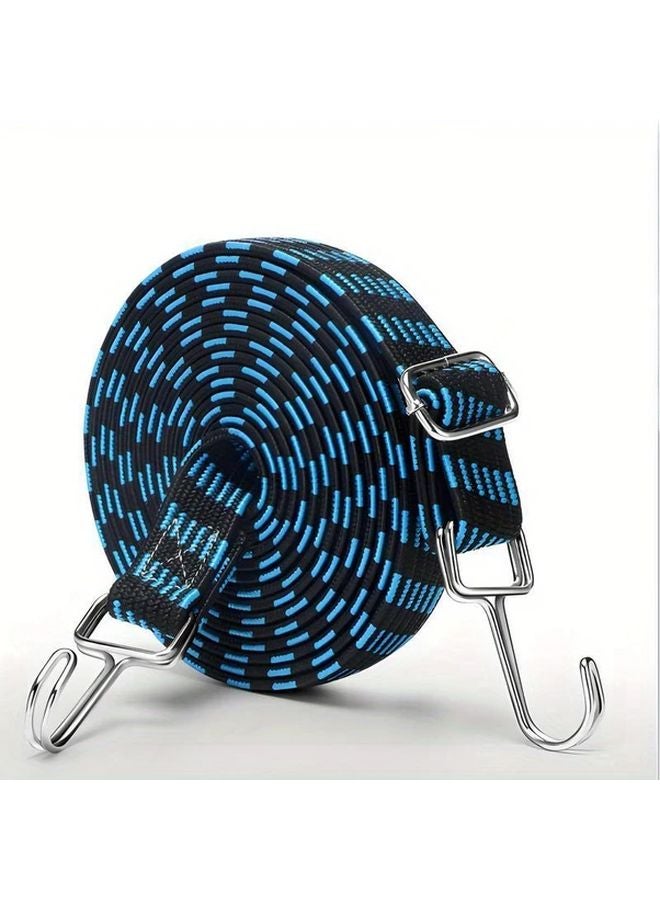 Heavy Duty Motorcycle Strap 2m Blue Adjustable Cargo Tie with Metal Hooks - Image 1