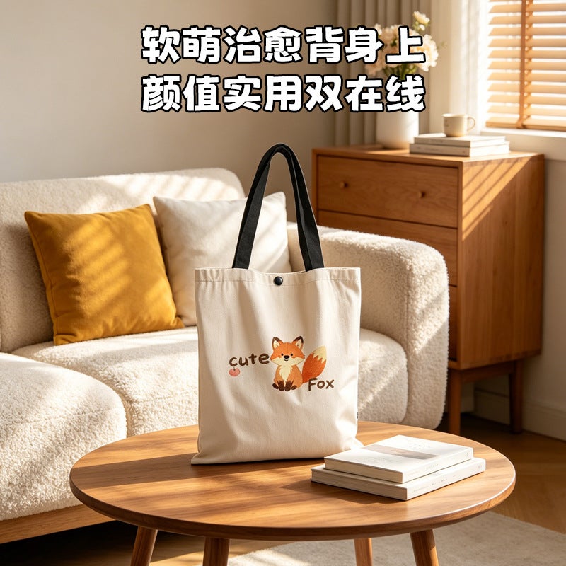 Korean Style Cartoon Canvas Tote Bag for Women - Image 3