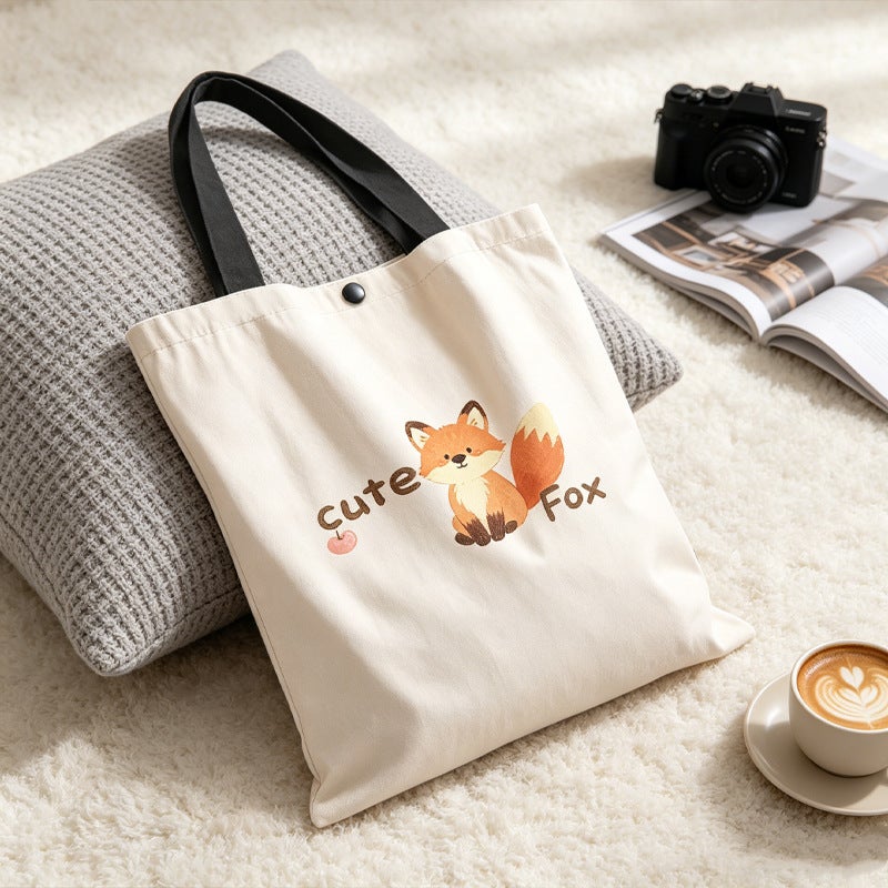 Korean Style Cartoon Canvas Tote Bag for Women - Image 4