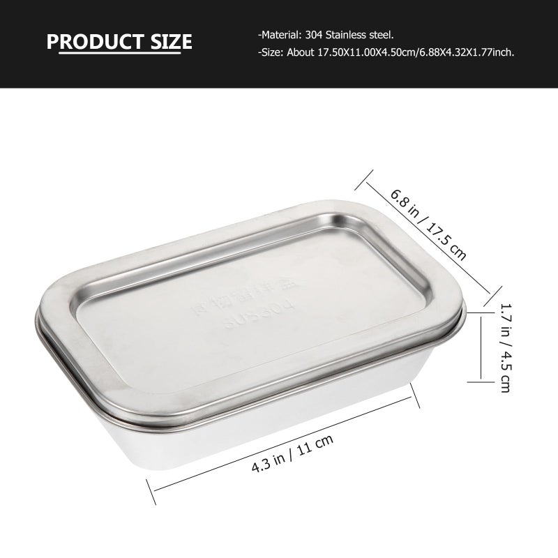 304 Stainless Steel Butter Dish with Lid 320ml Rectangular Kitchen and Fridge Storage Container - Image 3