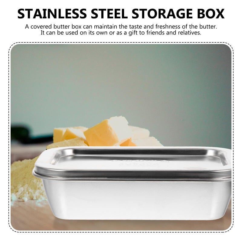 304 Stainless Steel Butter Dish with Lid 320ml Rectangular Kitchen and Fridge Storage Container - Image 5
