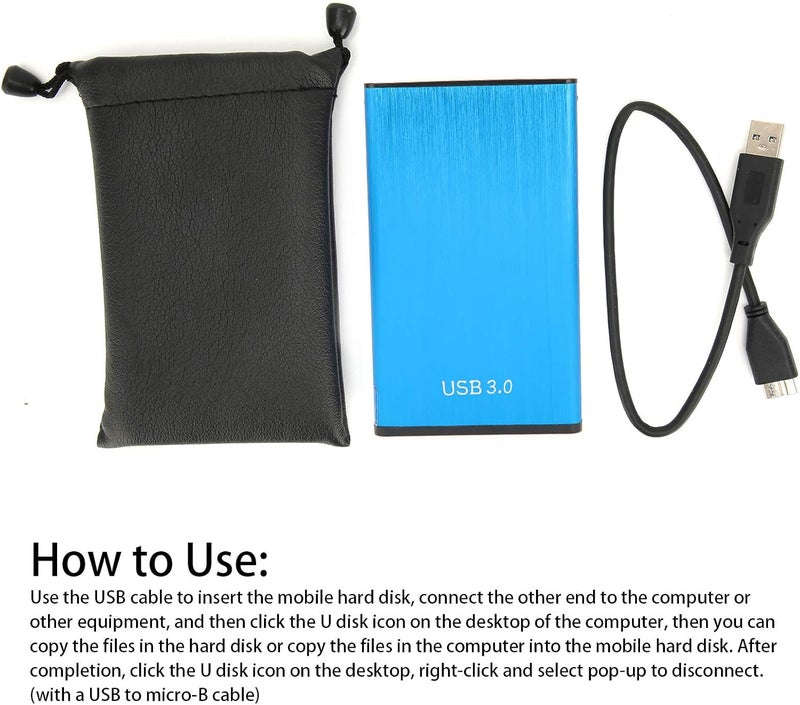 klarako 2.5 Inch Mobile Hard Drive, USB3.0 Mobile Hard Drive, Portable External Hard Drive, Portable External Storage, Plug and Play, 50130M / S, for Notebook, Desktop, Computer, PC(2TB) - Image 3