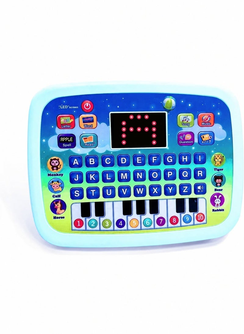 Capstro LED Screen Kids Learning Tablet with Dual Functionality – ABC, Words, Quiz, Piano Keys, Numbers 1–10 & Animal Sounds | Interactive Early Educational Electronic Pad for Boys & Girls – Mint Green - Image 1