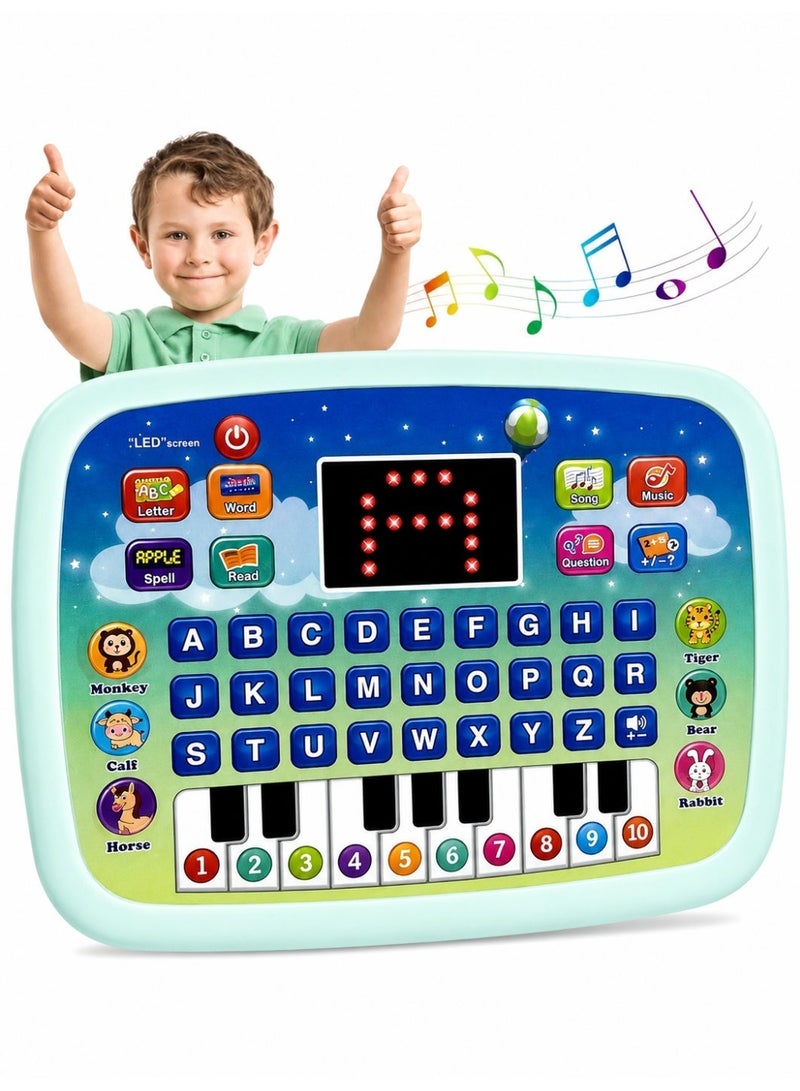 Capstro LED Screen Kids Learning Tablet with Dual Functionality – ABC, Words, Quiz, Piano Keys, Numbers 1–10 & Animal Sounds | Interactive Early Educational Electronic Pad for Boys & Girls – Mint Green - Image 4