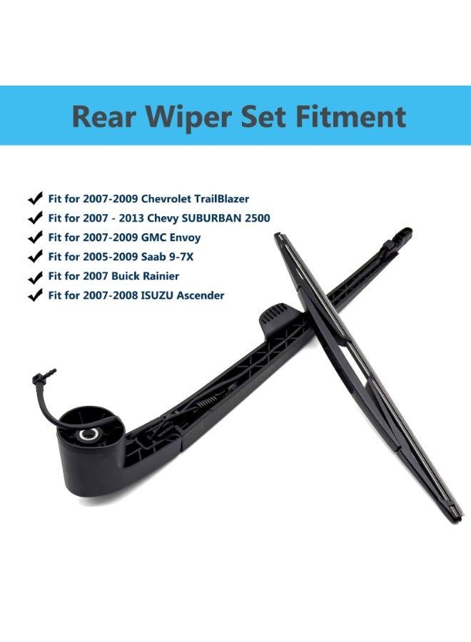 KISSUN Rear Window Wiper Arm & Blade Replacement for GMC Envoy/Chevy Trailblazer 2007-2009, Buick Rainier 2007, SAAB 9-7X 2005-2009 Rear Windshield Wiper Arm & Wiper Blade Set 15232653 - Image 3