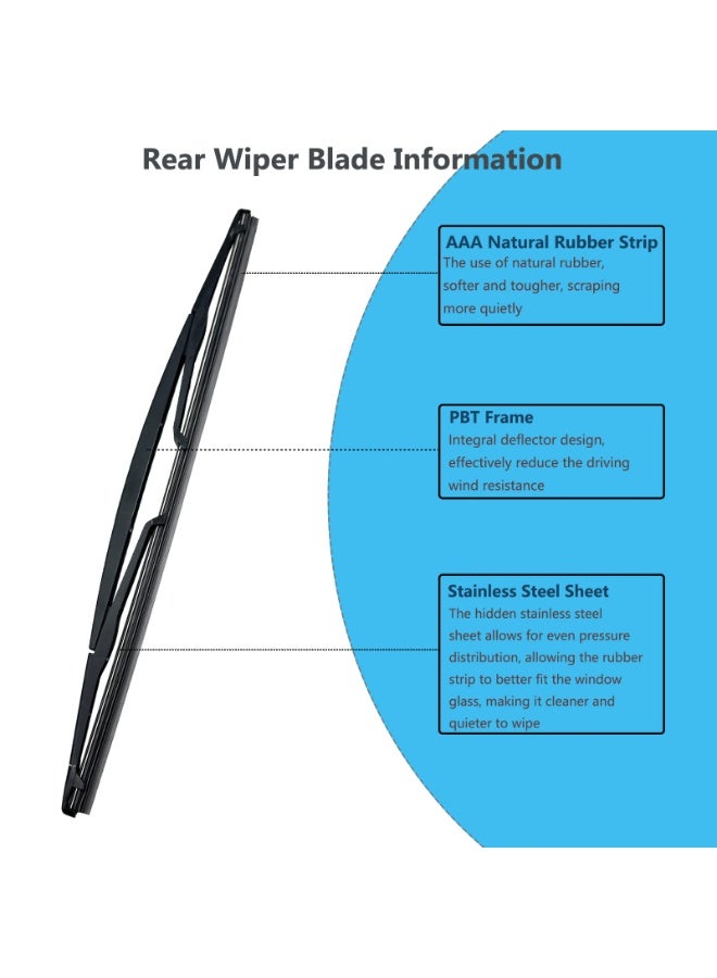 KISSUN Rear Window Wiper Arm & Blade Replacement for GMC Envoy/Chevy Trailblazer 2007-2009, Buick Rainier 2007, SAAB 9-7X 2005-2009 Rear Windshield Wiper Arm & Wiper Blade Set 15232653 - Image 4
