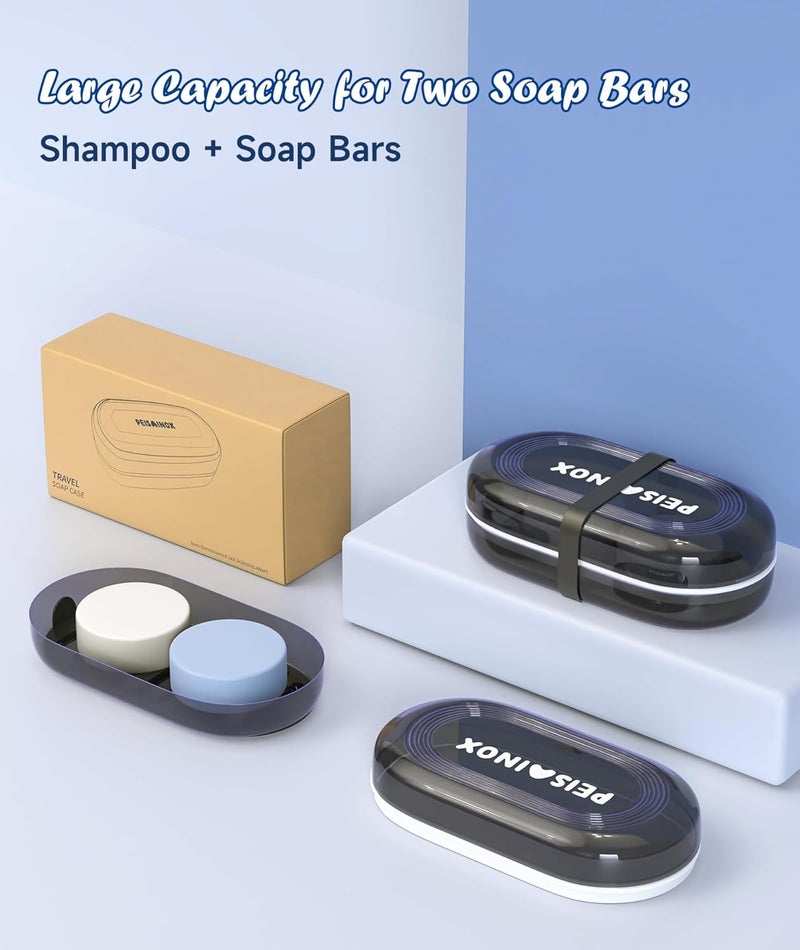 Doter Leakproof Travel Soap Dish with Lid - Draining Soap Bar Holder for Bathroom, Shower, Gym, School, Camping, Vacation, Outdoor - Image 2