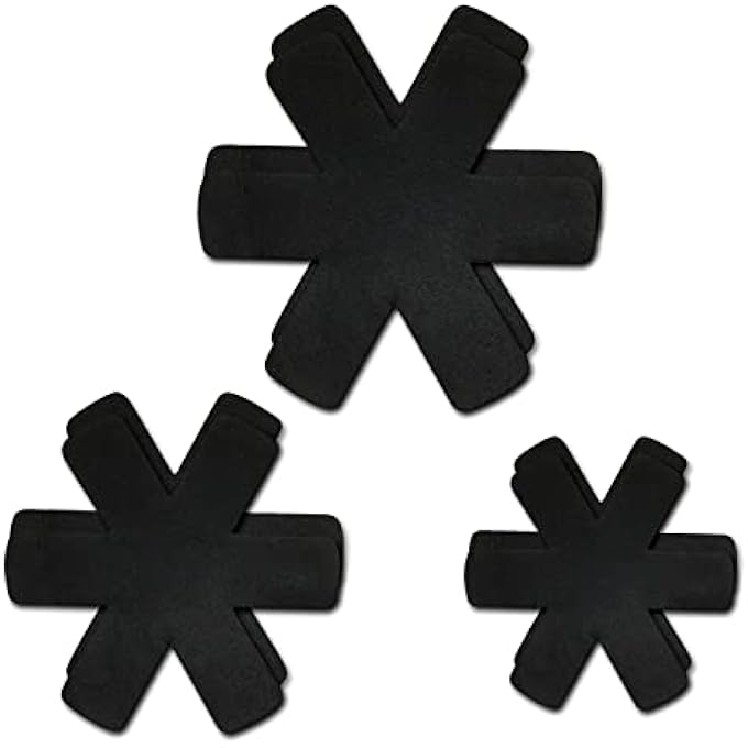 MUNSKT 6 Piece Pot Pan Protectors For Stacking Larger Thicker Saucepan Protectors Of 3 Sizes Adjustable Felt Thermal Insulation Mat AntiSkid Reusable Kitchen Accessories - Image 1