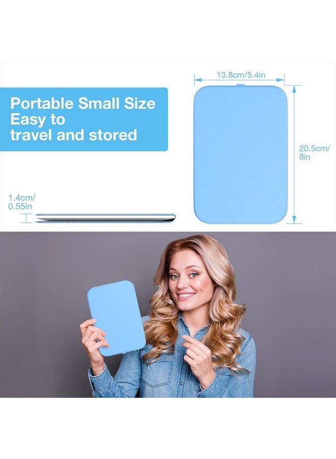 Kintion Travel Makeup Mirror, Portable LED Lighted Makeup Mirror, 360° Rotation Touch Screen Vanity Mirror, 3-Color Dimmable Lighting, Rechargeable Tabletop Folding Cosmetic Mirror, Blue - Image 2