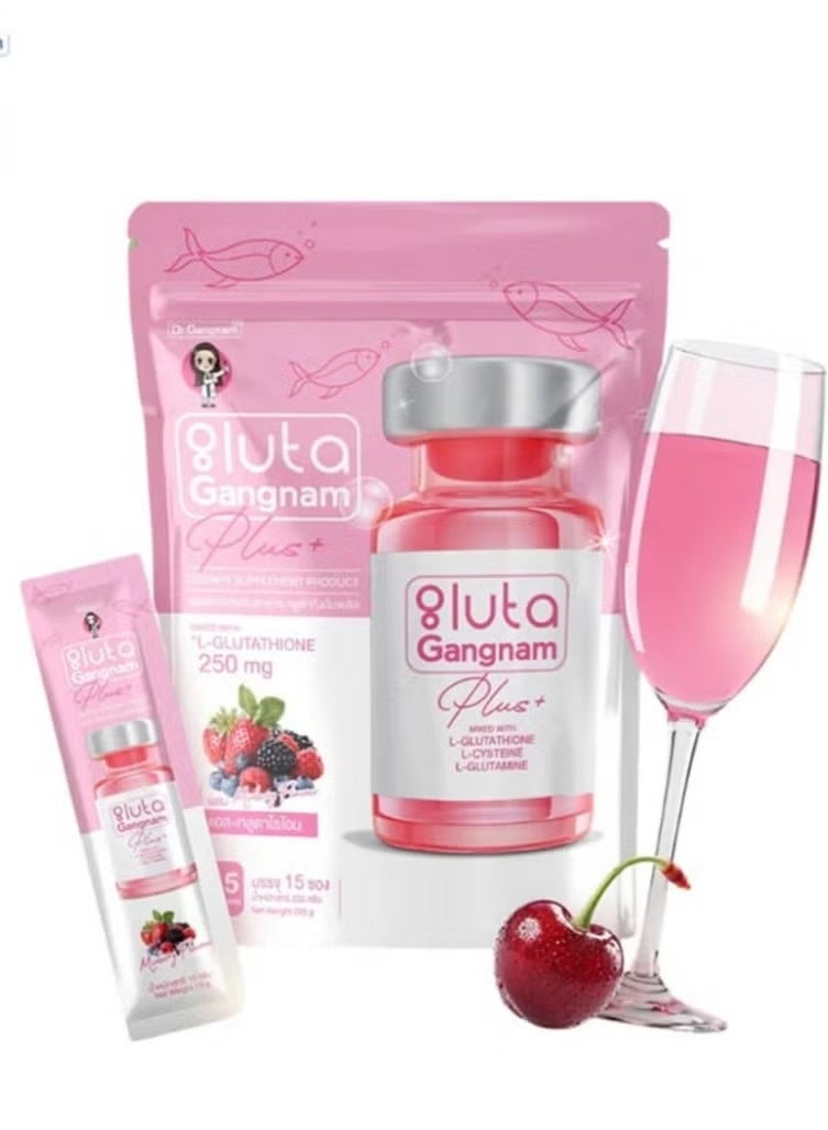 Gluta د. جانغنام غلوتا جانغنام بلس 15 كيس | L-غلوتاثيون 250 ملغ مشروب توت مختلط بدون سكر مضاف - Image 1