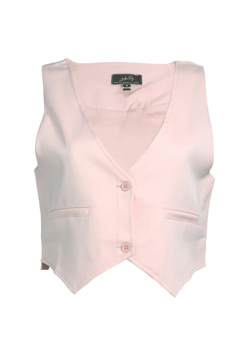 London Rag  Pink Solid Button Down Vest  | Best Price UAE