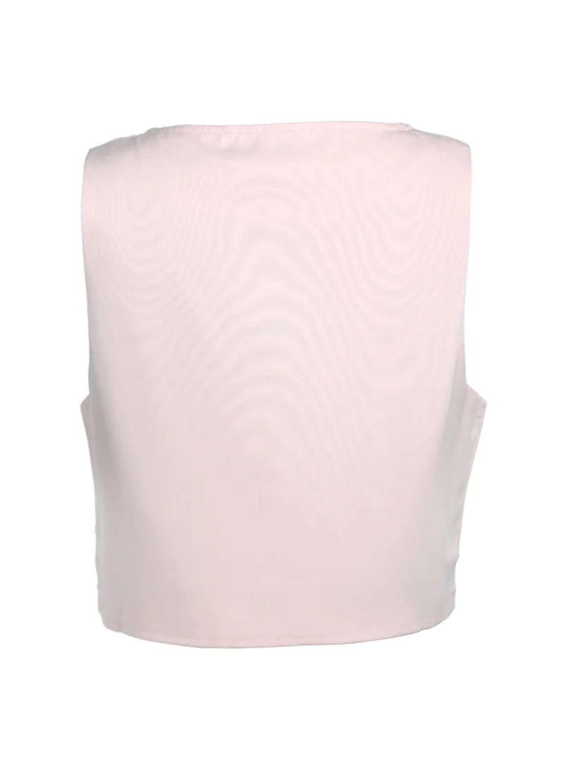 London Rag  Pink Solid Button Down Vest  | Best Price UAE