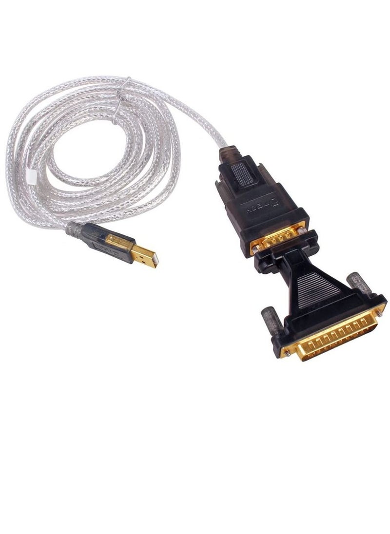 DTech - DTECH 6 Feet USB to RS232 DB9 / DB25 Serial Port Adapter Cable For 9 Pin or 25 Pin Serial COM Port Connect PC - Image 1