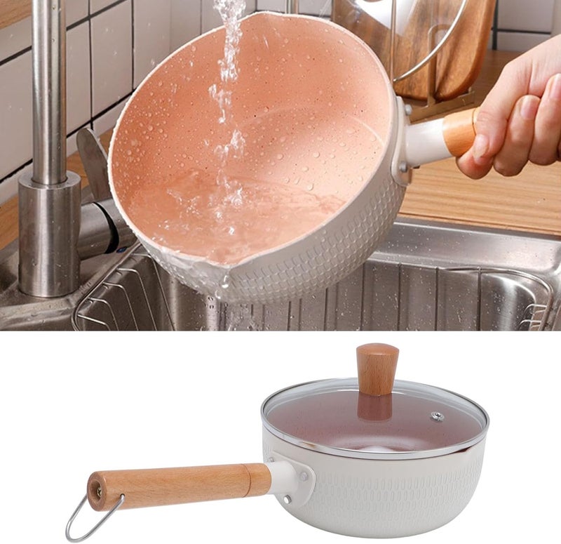 Nonstick Sauce Pan, Small Cooking Pot Multipurpose, Even Heat Conduction Lightweight Compact, With High Temp Proof For Home (20CM) - Image 2