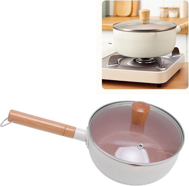 Nonstick Sauce Pan, Small Cooking Pot Multipurpose, Even Heat Conduction Lightweight Compact, With High Temp Proof For Home (20CM) - Image 5