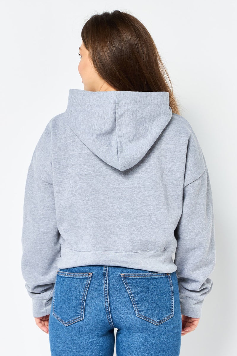 CROSSHATCH Women Heather Long Sleeve Hoodie, Grey - Image 4