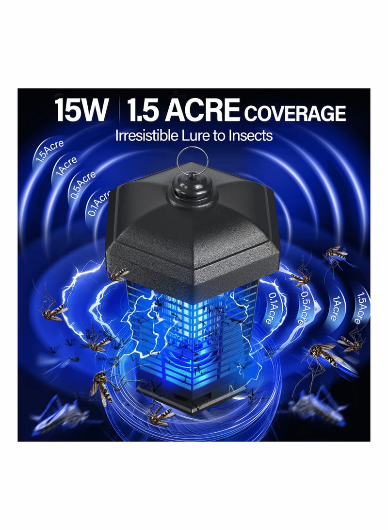 SYOSI Bug Zapper, 4200V Killing Grid, 15W Electric Insect Catcher & Killer for Mosquitoes, Flies, Gnats & Other Flying Pests Insects, 1.5 Acre Coverage, Electric Bug Zapper Outdoor & Indoor - Image 3