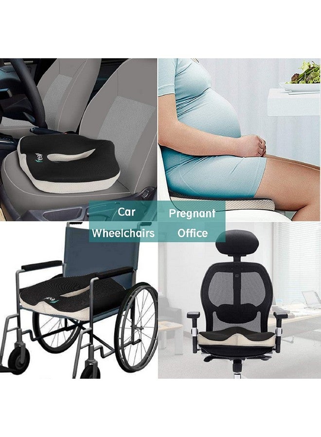 DEBIK ®| Seat Cushion Pillow for Office Chair - Memory Foam Firm Coccyx Pad - Tailbone, Sciatica, Lower Back Pain Relief Posture Corrector for Car, Wheelchair, Computer and Desk Chair (black grey) - Image 4