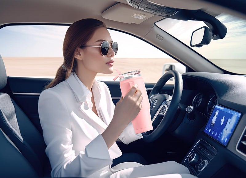 Meoky 32 Oz Tumbler With Handle  Insulated Tumbler With Lid And Straw  Stainless Steel Travel Mug  Keeps Cold For 24 Hours  100% Leak Proof  Fits In Car Cup Holder (Blush) - Image 5