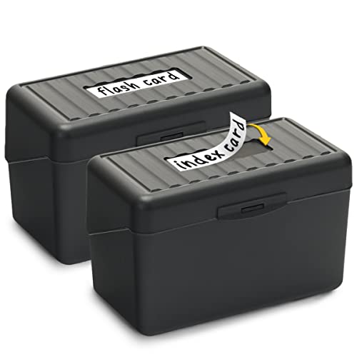 H4D Index Card Holder 3x5, Index Card Box Organizer Case, 3x5 Flash Note Card Holder, 2 Packs (Black) - Image 1