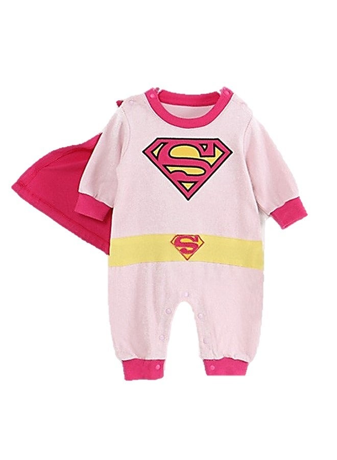 We Happy Super Girl Costume Romper with Removeable Cape, Theme Birthday Party Dress - Comfortable Photoshoot Wear for Babies - Image 2