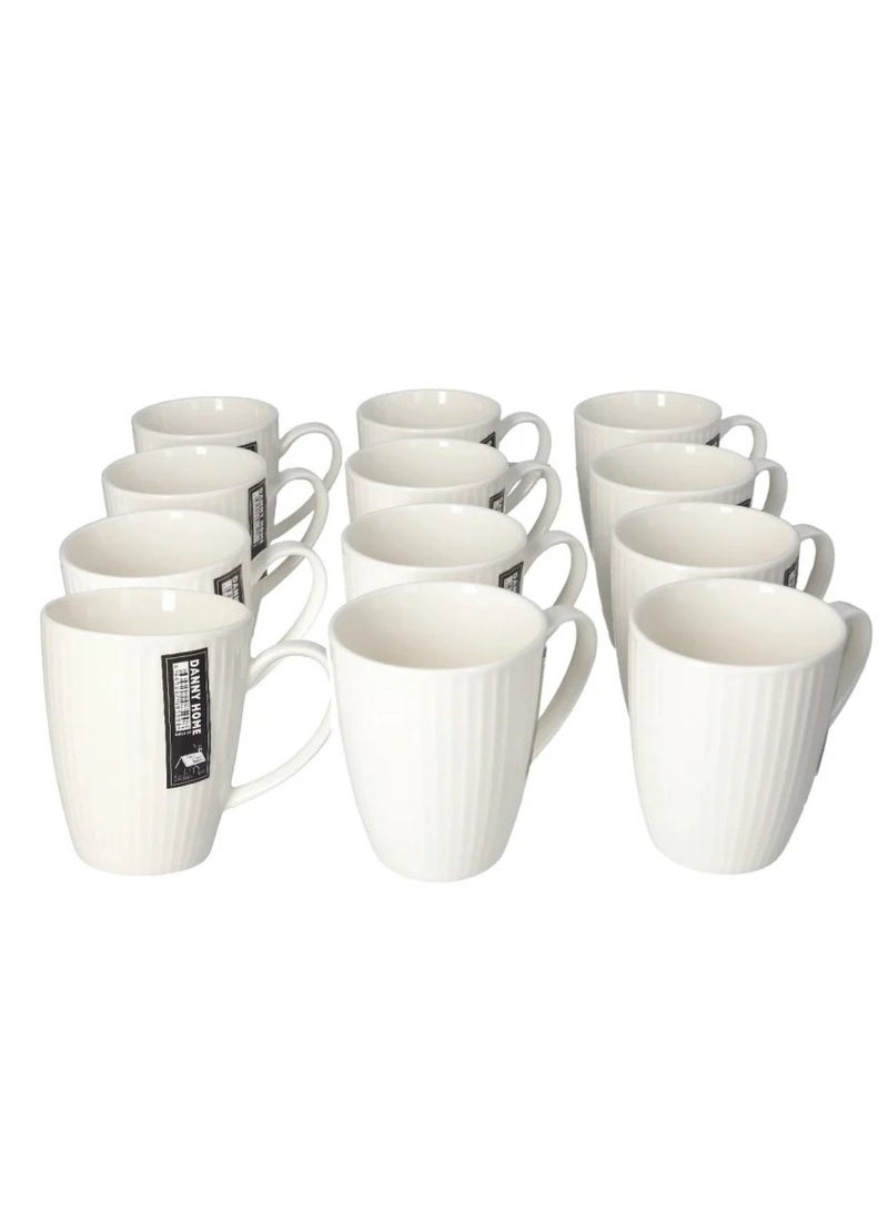 داني هوم كوب شاي سيراميك أبيض 12 قطعة 12 سم - Image 4