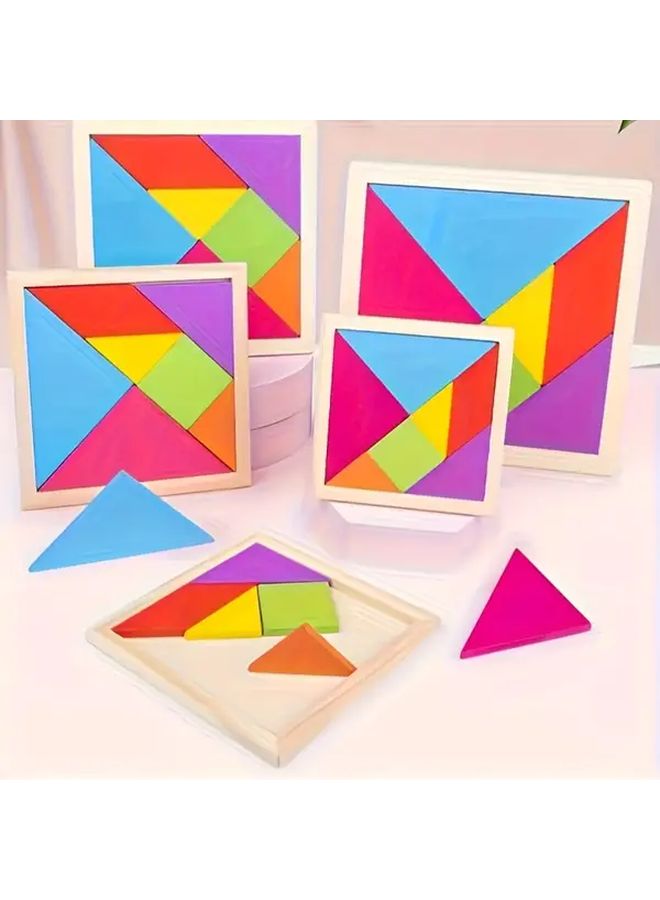 لعبة تانغرام خشبية للدماغ لتطوير الوعي المكاني، قطعة واحدة - Image 2