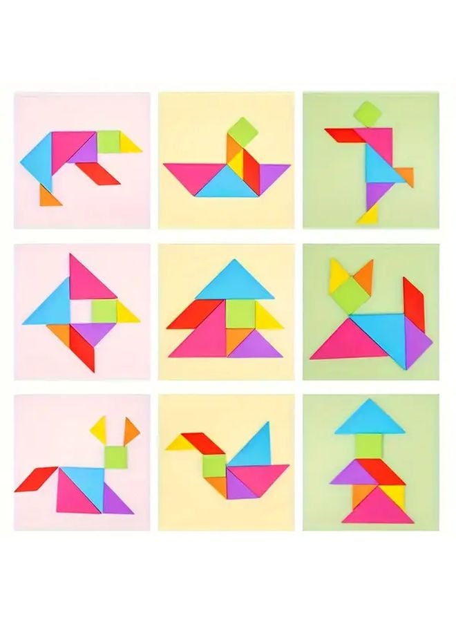 لعبة تانغرام خشبية للدماغ لتطوير الوعي المكاني، قطعة واحدة - Image 4