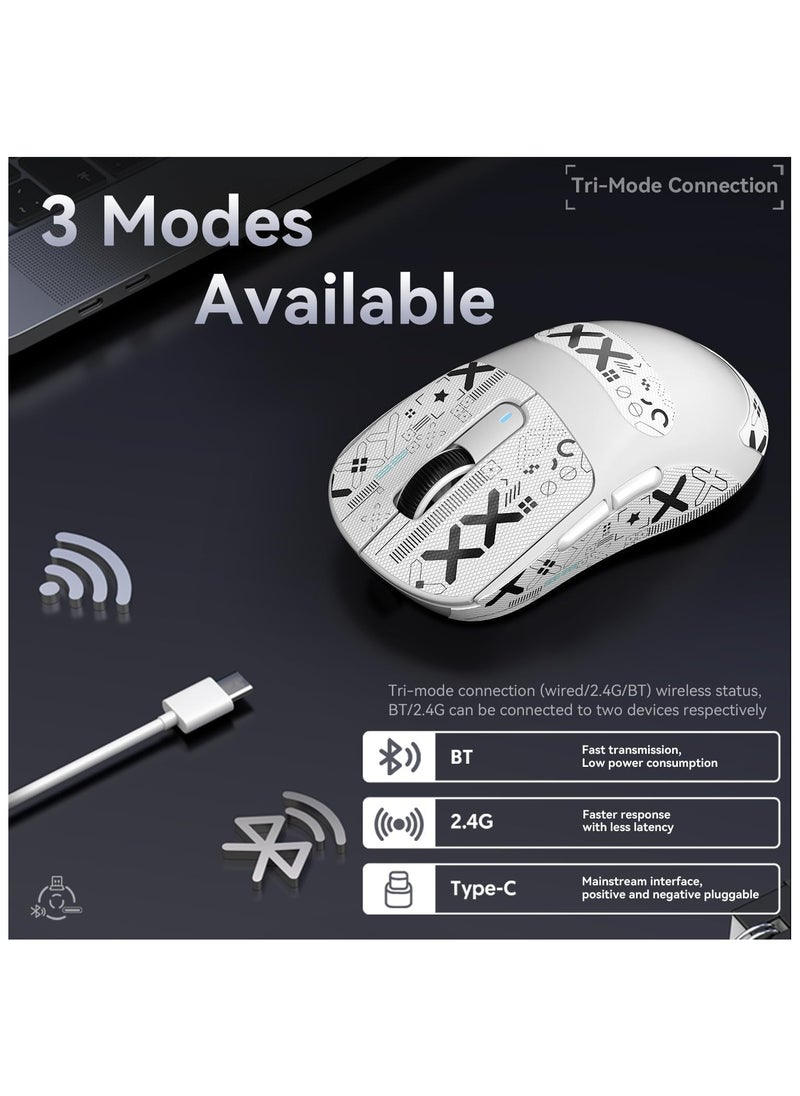 Attack Shark - ATTACK SHARK X3 Wireless Gaming Mouse – Ultra-Light 49g Superlight Design – 26,000 DPI Optical Sensor – 2.4GHz Wireless, Bluetooth & Wired Connection – Programmable Buttons – RGB Lighting – Ergonomic Grip – Compatible with PC, Laptop, Mac (White) - Image 1