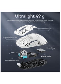 Attack Shark ATTACK SHARK X3 Wireless Gaming Mouse – Ultra-Light 49g Superlight Design – 26,000 DPI Optical Sensor – 2.4GHz Wireless, Bluetooth & Wired Connection – Programmable Buttons – RGB Lighting – Ergonomic Grip – Compatible with PC, Laptop, Mac (White)  - Image 5