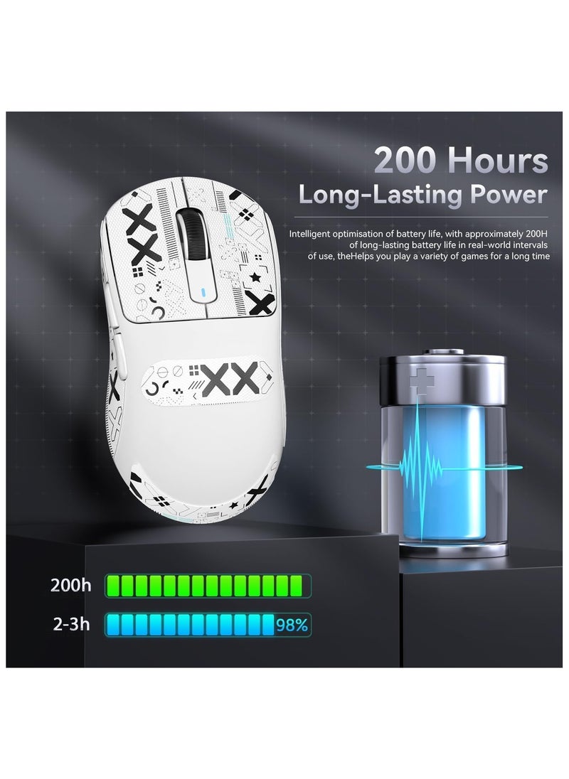 Attack Shark - ATTACK SHARK X3 Wireless Gaming Mouse – Ultra-Light 49g Superlight Design – 26,000 DPI Optical Sensor – 2.4GHz Wireless, Bluetooth & Wired Connection – Programmable Buttons – RGB Lighting – Ergonomic Grip – Compatible with PC, Laptop, Mac (White) - Image 1