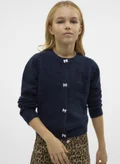 Vero Moda Girl navy blazer detail:w. melange + bow button
