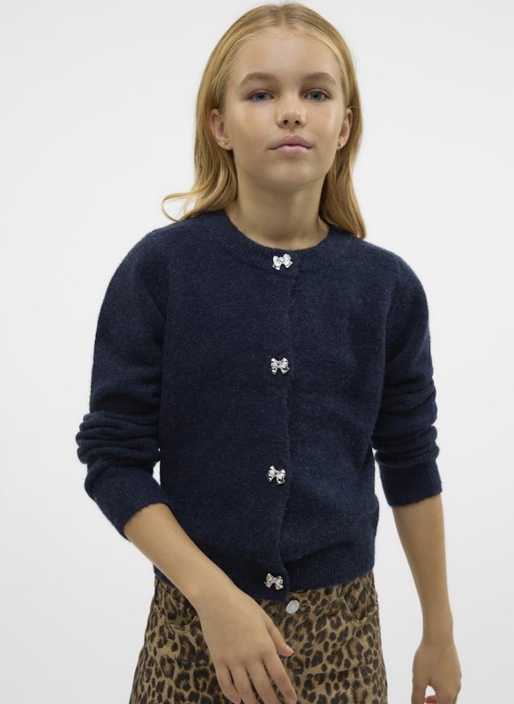 Vero Moda Girl Kids Knitted Button Detail Cardigan  - Image 1
