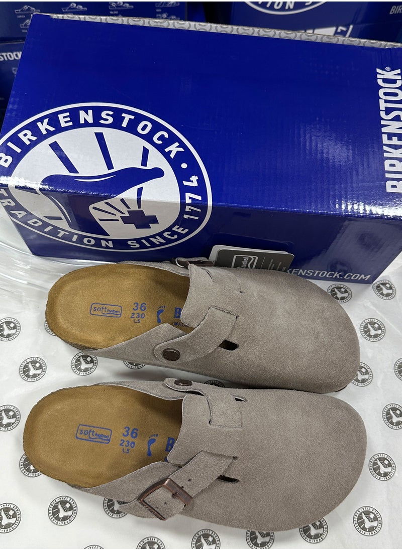 بيركنستوك بوسطن ناعم القدمين Suede الجلد الرمادي  - Image 2