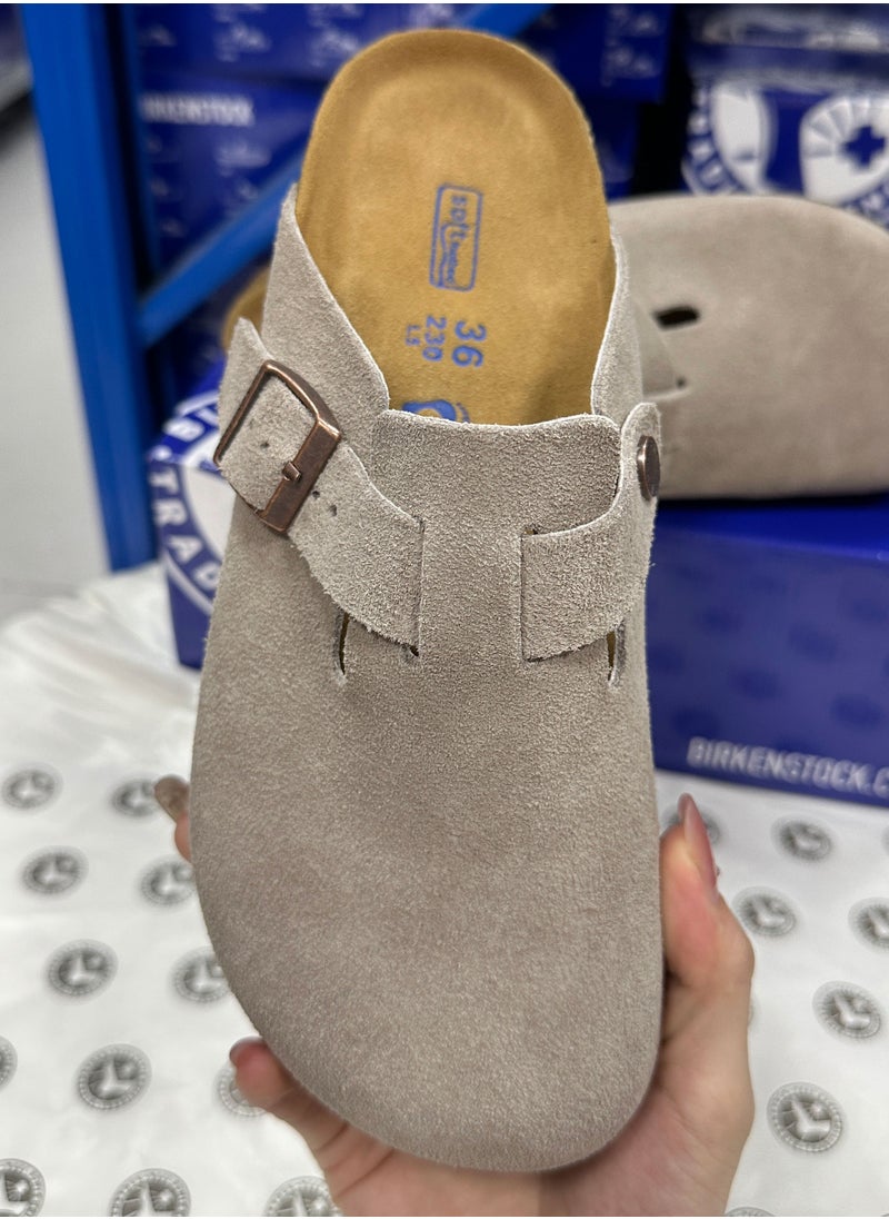 بيركنستوك بوسطن ناعم القدمين Suede الجلد الرمادي  - Image 3