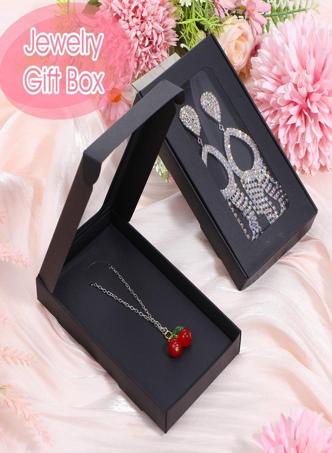 Tobeelec 50 Pcs Jewelry Packaging Boxes with Stickers - 5.4"x3.4"x0.7", Paper Necklace Gift Box Bulk with Clear Window Display Card Sticker for Displaying Necklaces Rings Bracelets Earrings (Black) - Image 3